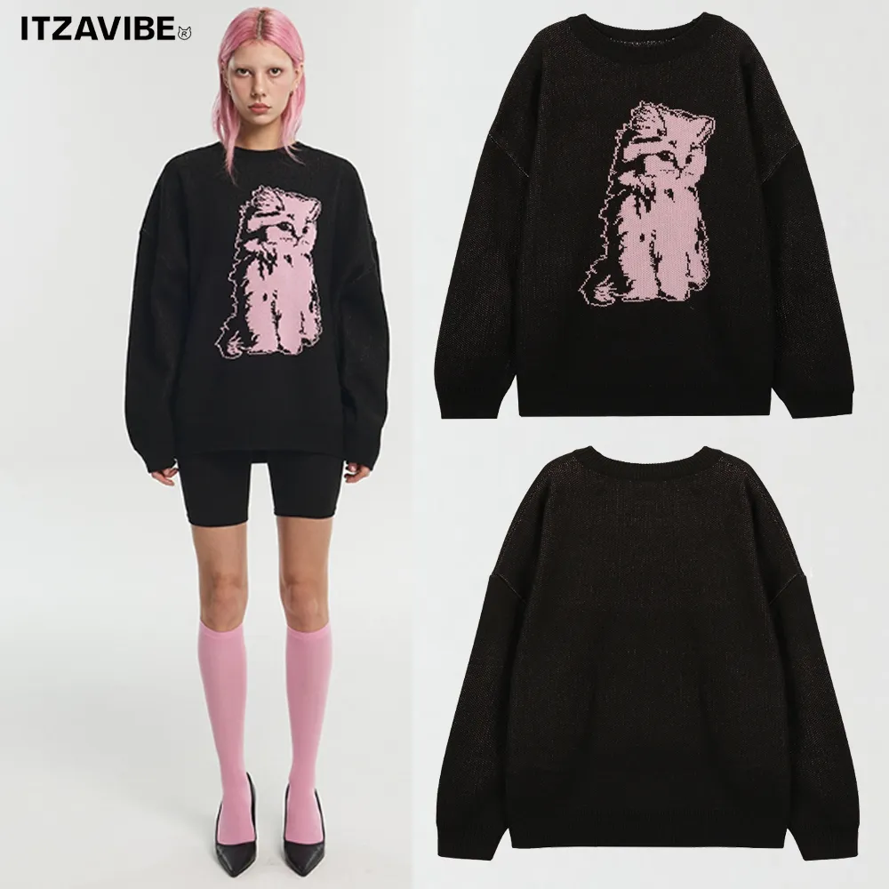 ITZAVIBE  |Crew Neck Casual Style Unisex Street Style Long Sleeves