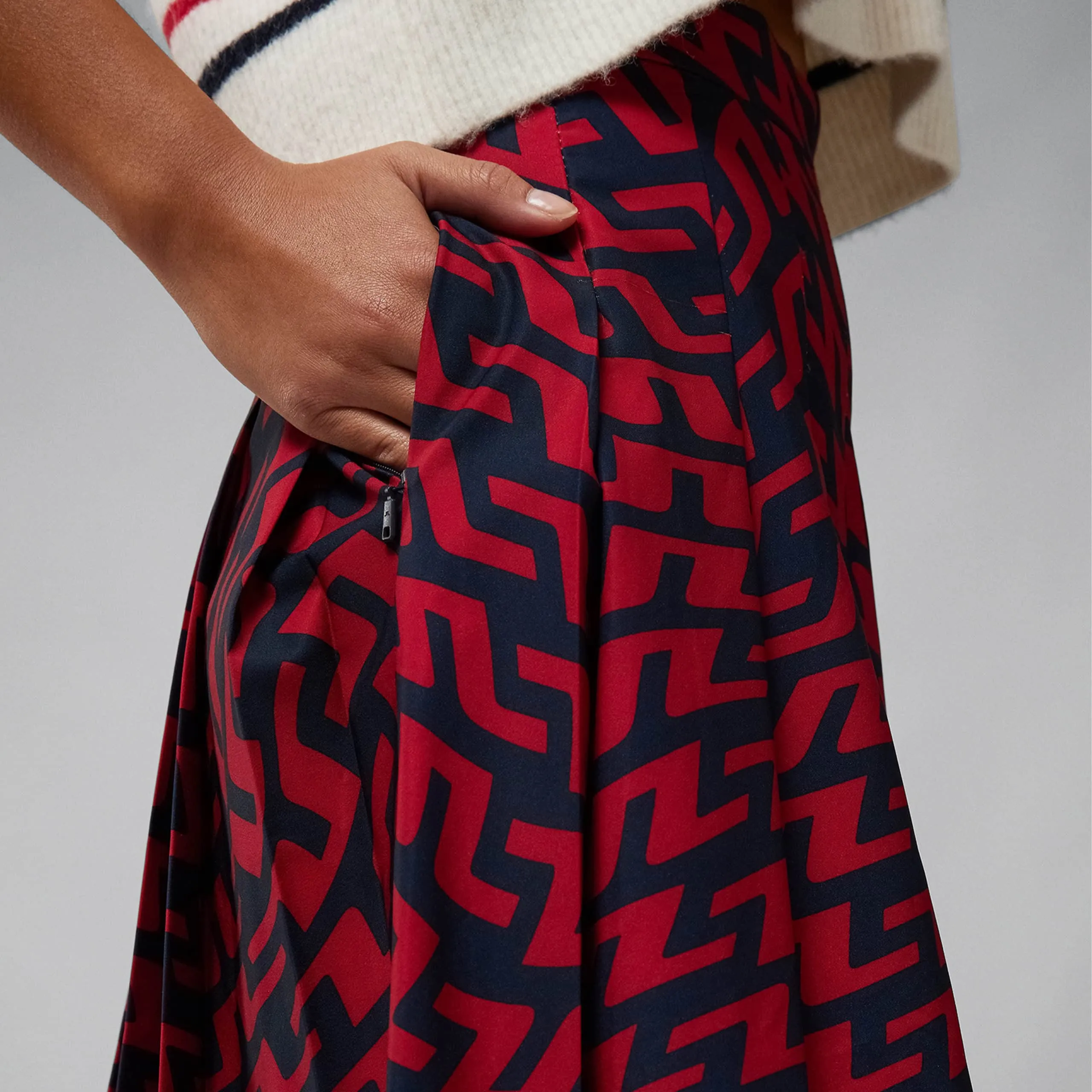 J Lindeberg Adina Print Skirt Bridge Swirl Red