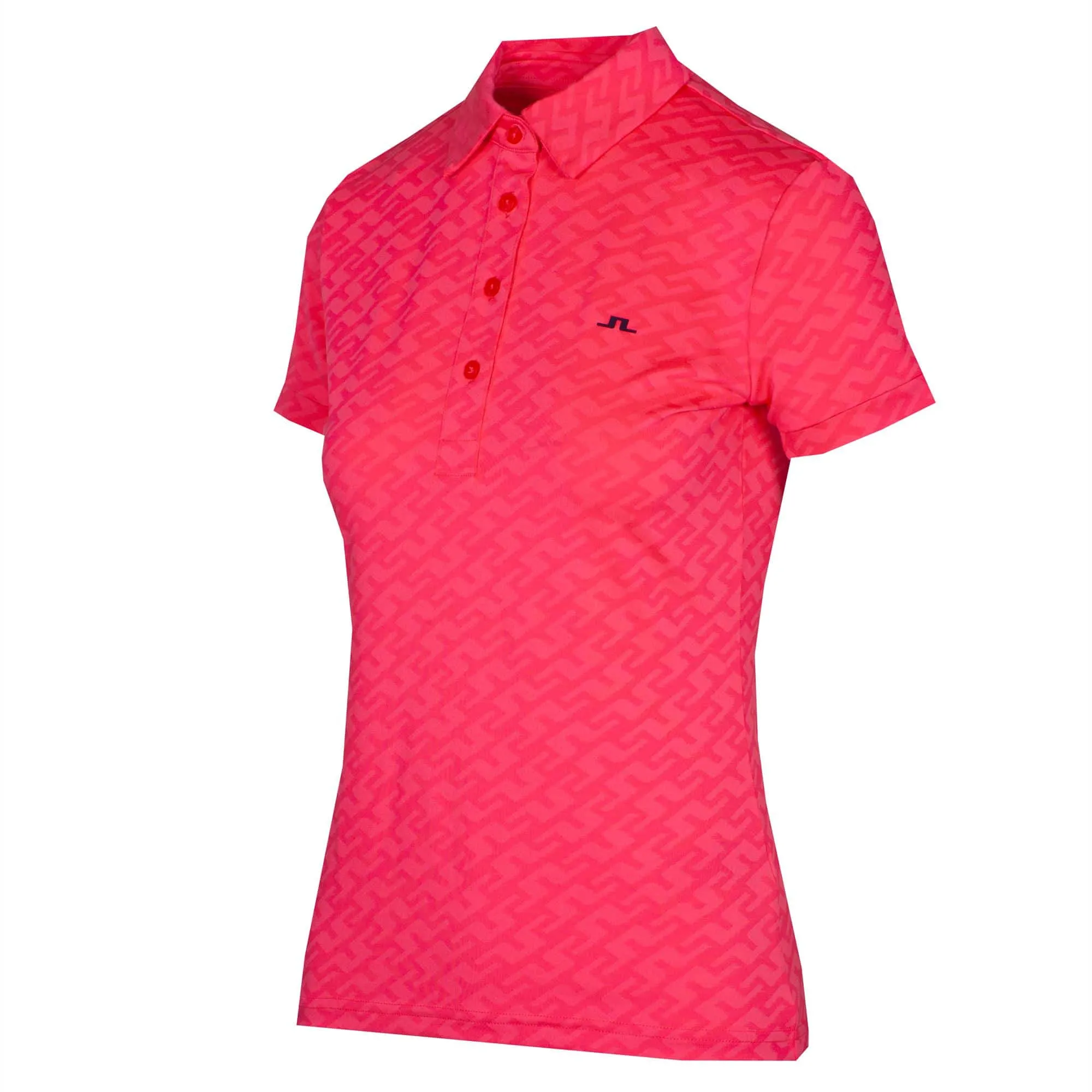 J Lindeberg Alaya Jacquard Ladies Golf Polo Shirt Pink Bridge Monogram