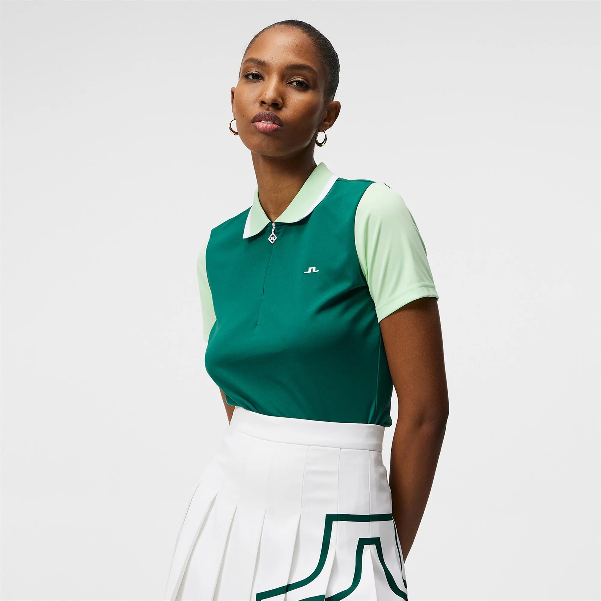 J Lindeberg Antonia Ladies Golf Polo Shirt Rain Forest / Patina Green