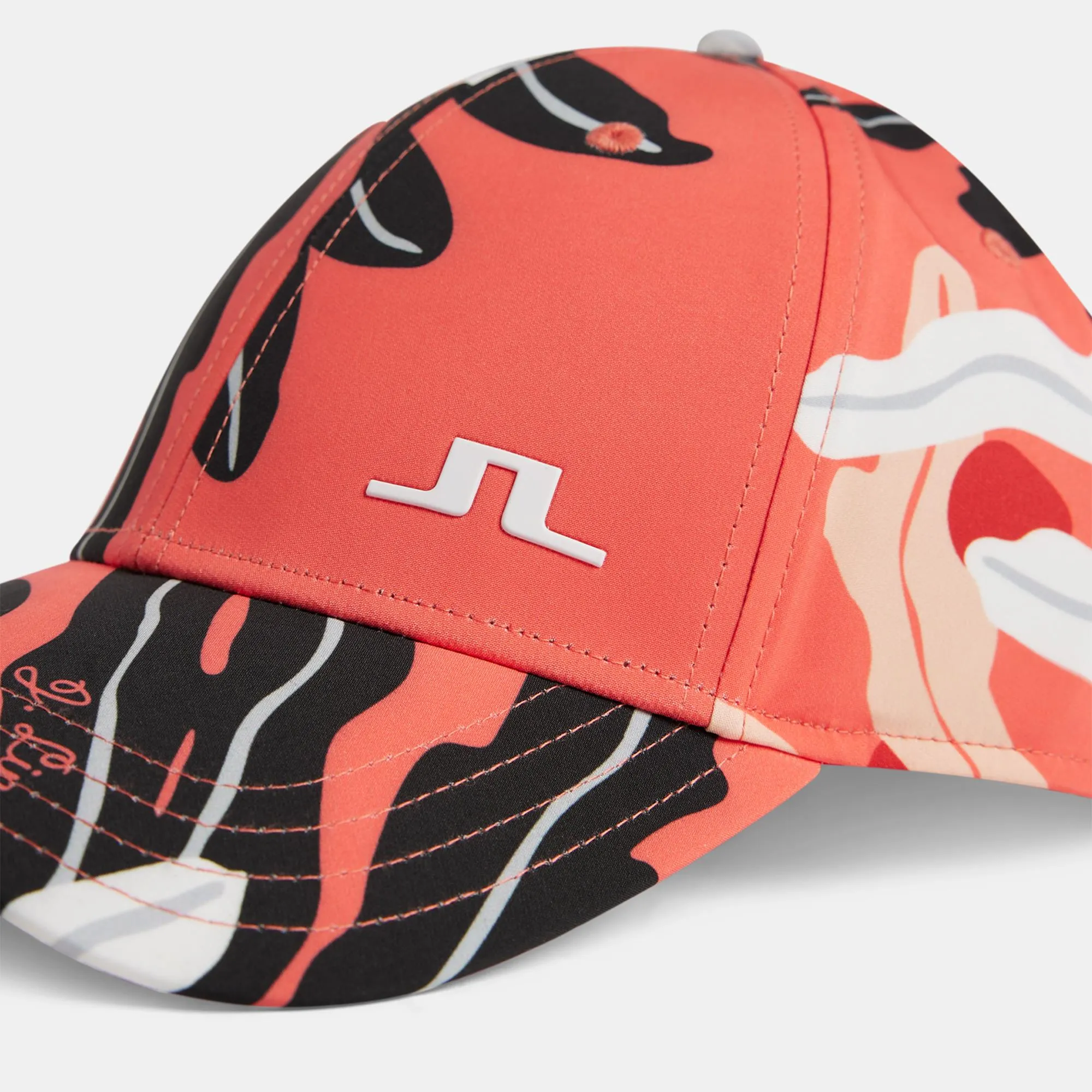 J Lindeberg Asta Print Ladies Golf Cap Monstera Coral