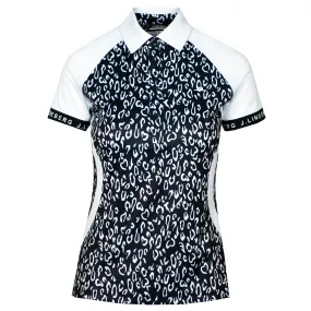 J Lindeberg Behati Print Ladies Golf Polo Shirt Navy Animal Print