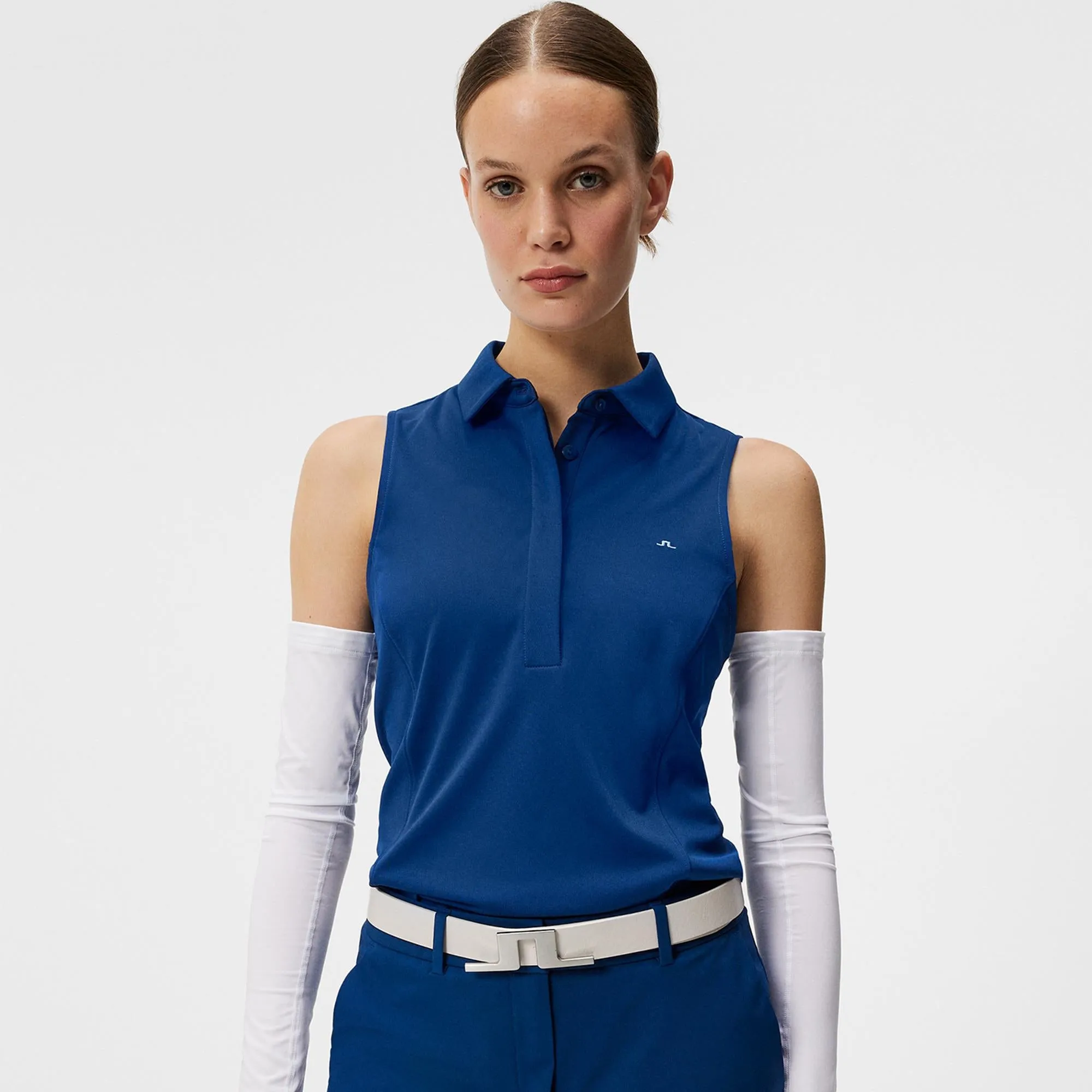 J Lindeberg Dena Sleeveless Ladies Golf Polo Shirt Estate Blue