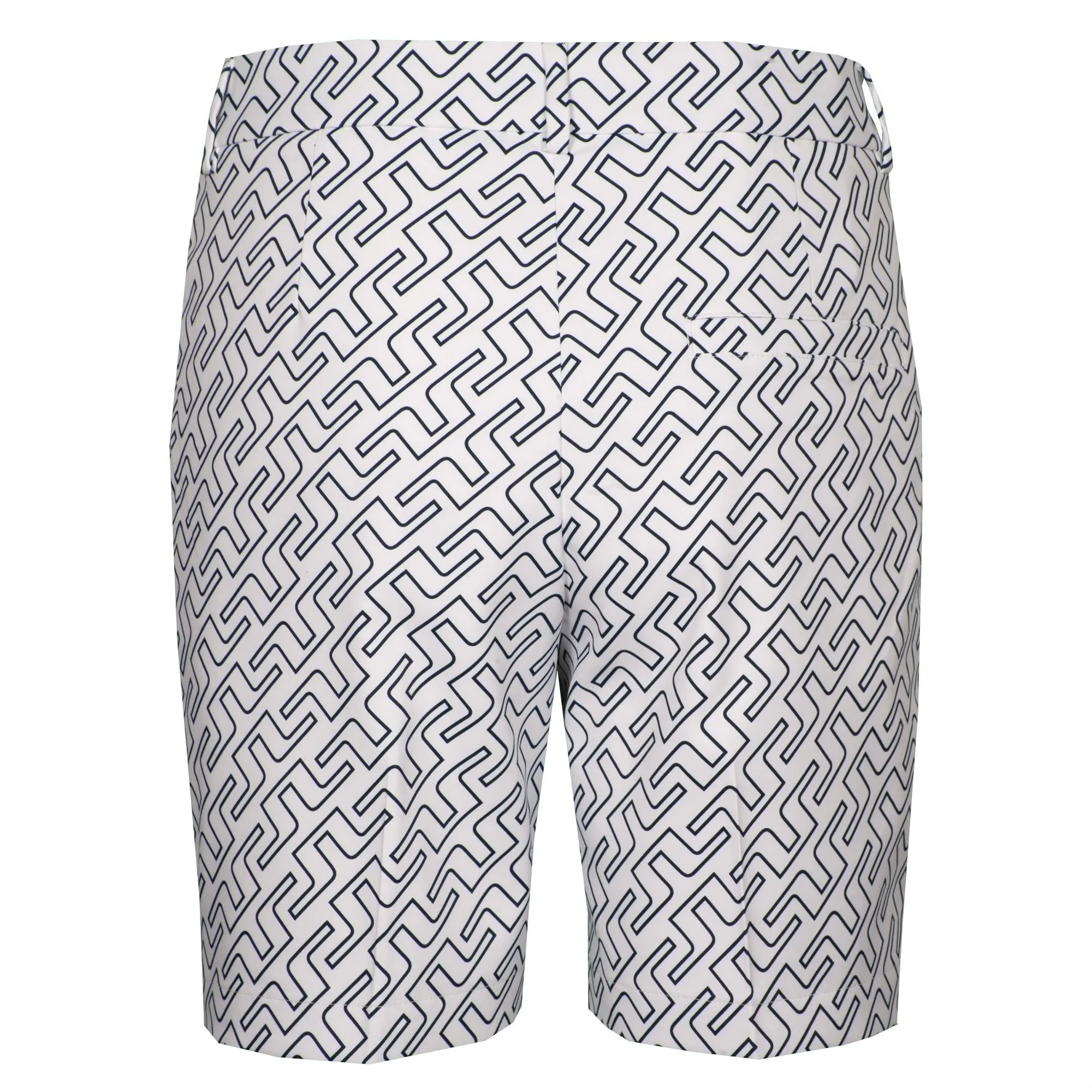 J Lindeberg Gwen Long Printed Ladies Golf Shorts Navy Bridge Monogram