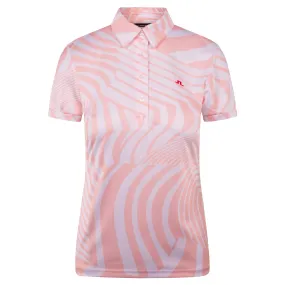 J Lindeberg Hailey Print Ladies Golf Polo Shirt Dazzle Wave Rose