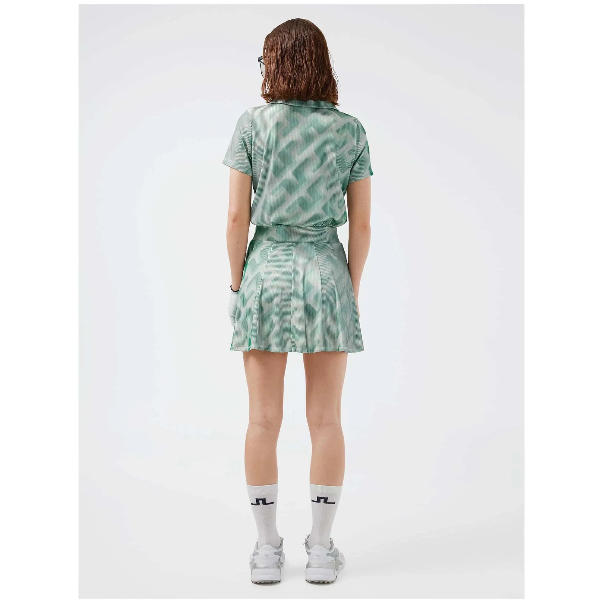 J Lindeberg Jolie 3D Print Ladies Golf Skirt Green 3D Bridge