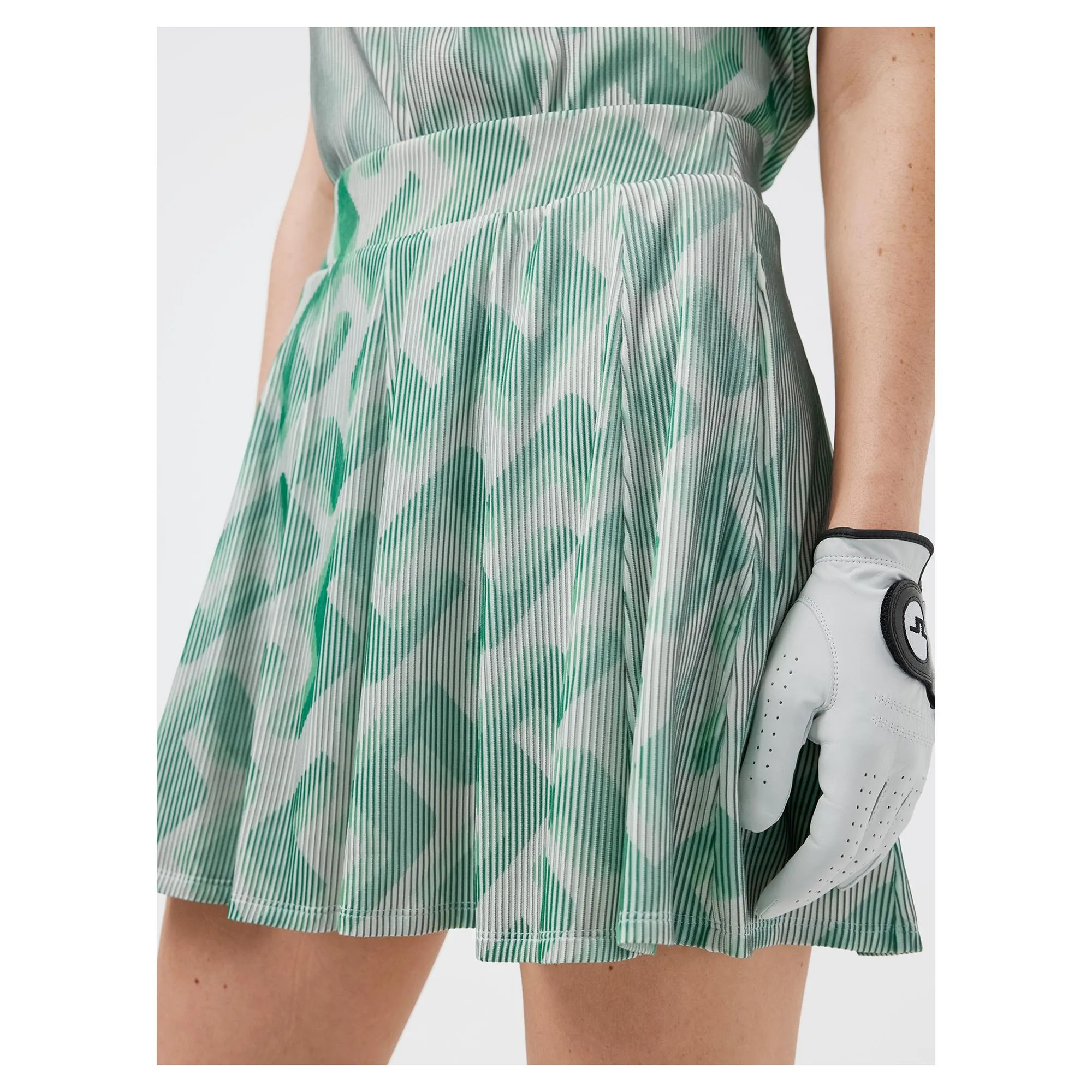 J Lindeberg Jolie 3D Print Ladies Golf Skirt Green 3D Bridge