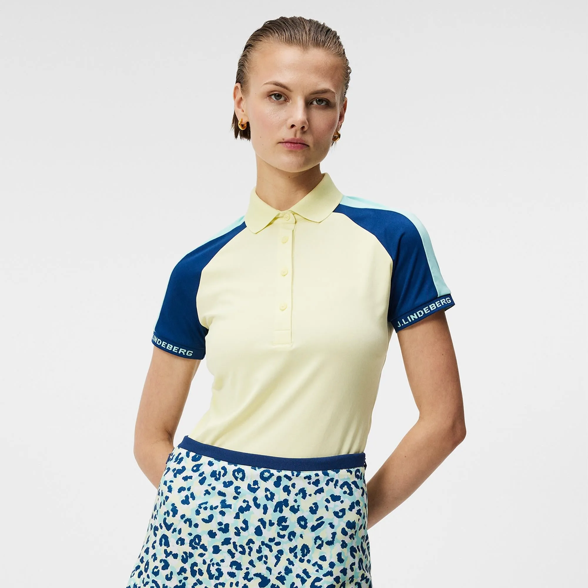 J Lindeberg Perinne Ladies Golf Polo Shirt Wax Yellow