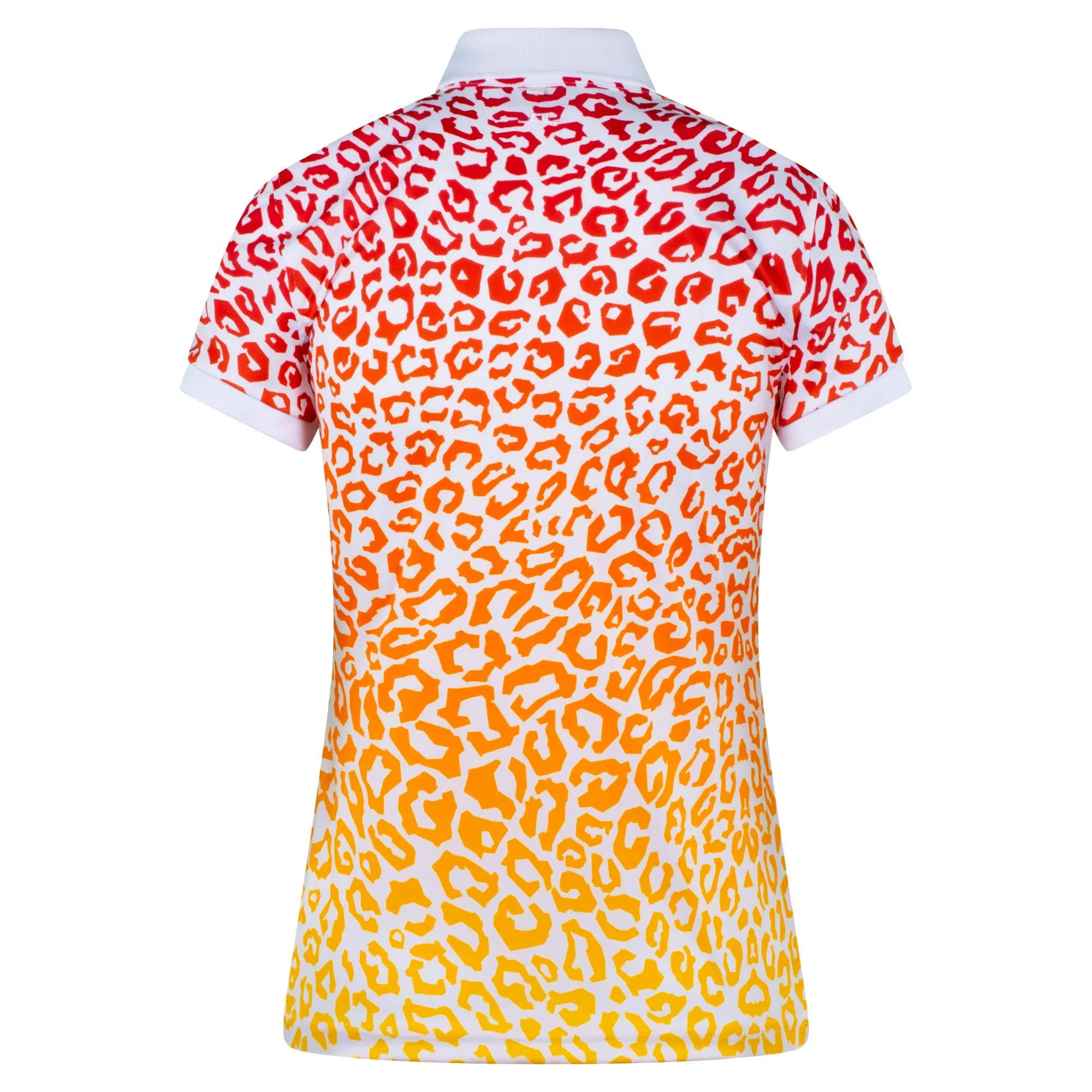 J Lindeberg Tour Tech Print Ladies Golf Polo Leo Reflect Sunset