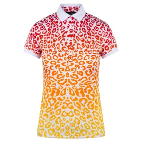 J Lindeberg Tour Tech Print Ladies Golf Polo Leo Reflect Sunset