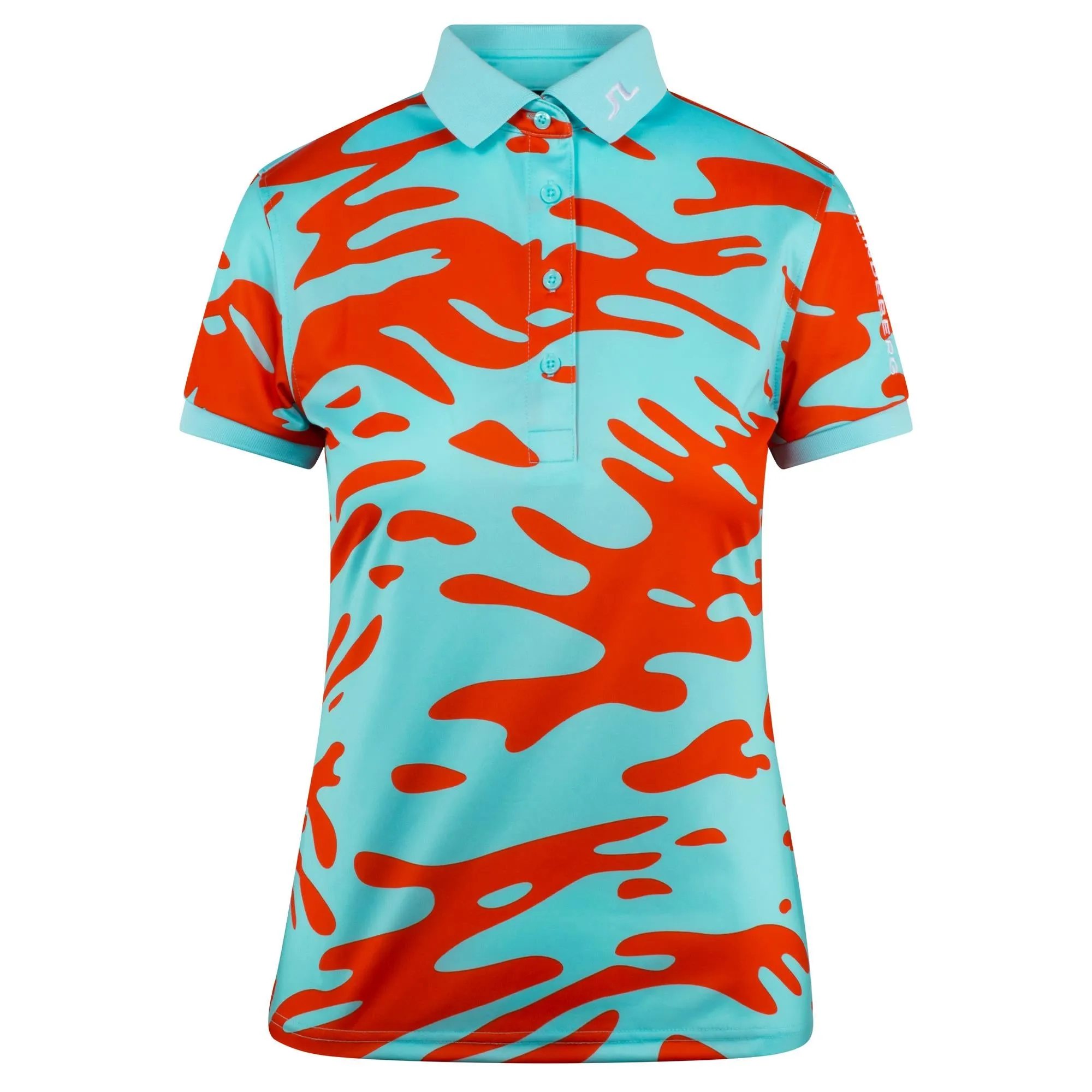 J Lindeberg Tour Tech Print Ladies Golf Polo Shirt Neptune Atomizer