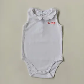 Jacadi White Sleeveless Bodysuit With Collar: 12 Months