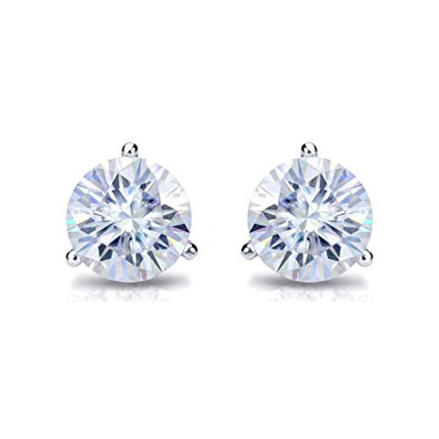 Jewelili 14K White Gold 1/4 CTTW Natural White Round Diamonds Stud Earrings