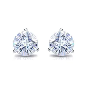 Jewelili 14K White Gold 1/4 CTTW Natural White Round Diamonds Stud Earrings