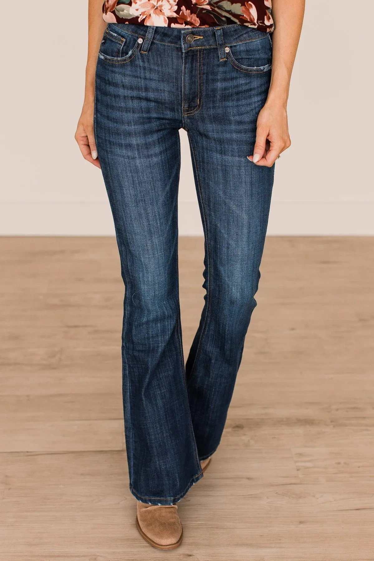 KanCan Petite Flare Jeans- Josephine Wash