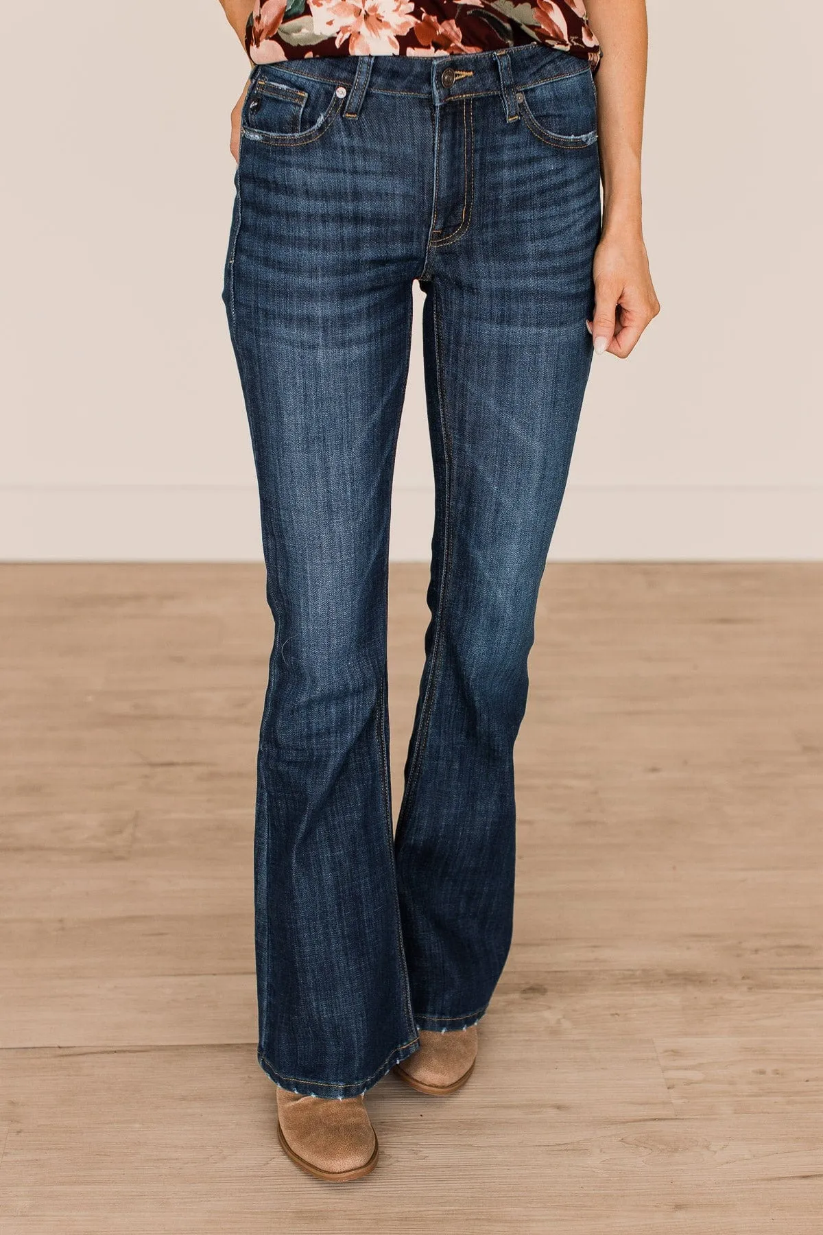 KanCan Petite Flare Jeans- Josephine Wash