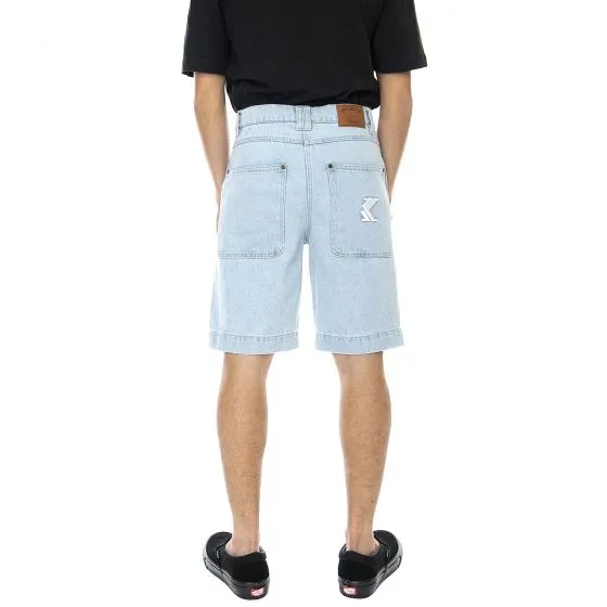 Karl Kani Mens Og Rinse Light Blue Denim Jeans Shorts