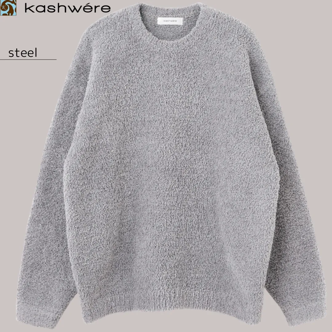 kashwere  |U-Neck Long Sleeves Plain V-neck & Crew neck