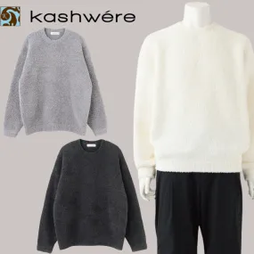 kashwere  |U-Neck Long Sleeves Plain V-neck & Crew neck