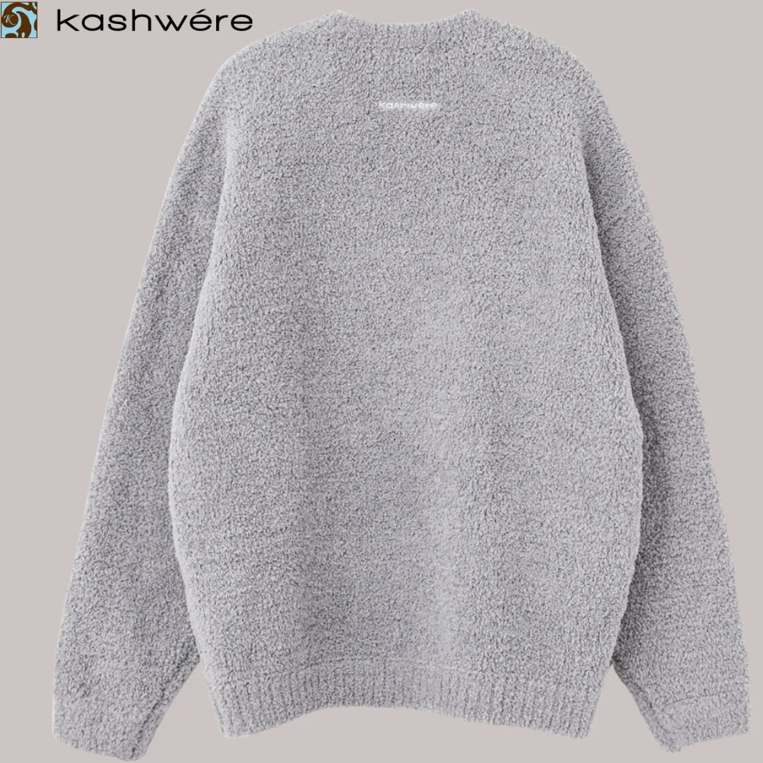 kashwere  |U-Neck Long Sleeves Plain V-neck & Crew neck