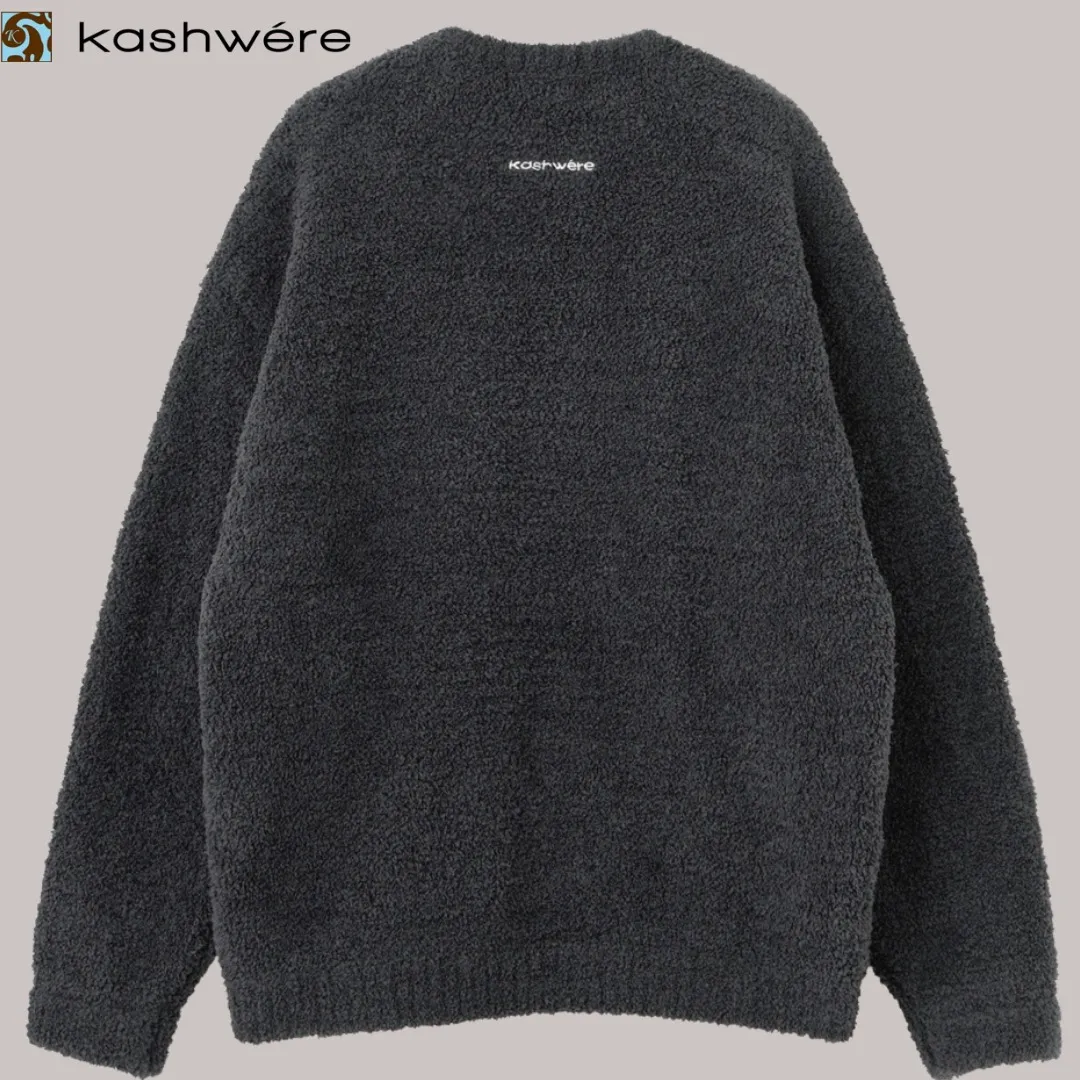 kashwere  |U-Neck Long Sleeves Plain V-neck & Crew neck