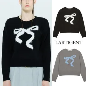 LARTIGENT  |Casual Style Street Style U-Neck Long Sleeves Elegant Style