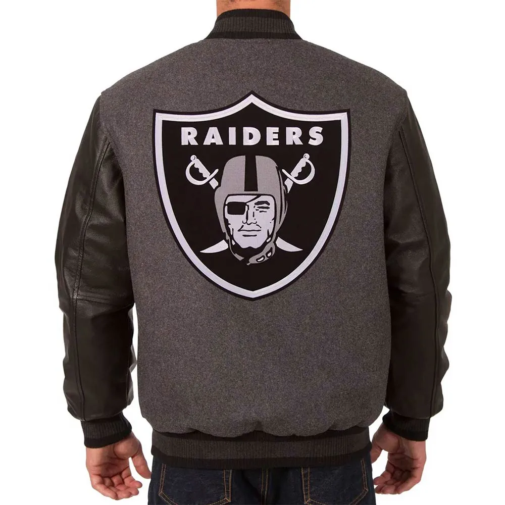 Las Vegas Raiders Varsity Black and Charcoal Jacket