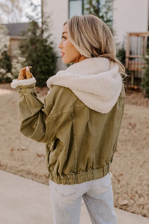 Layer Lover Sherpa Denim Jacket in Olive