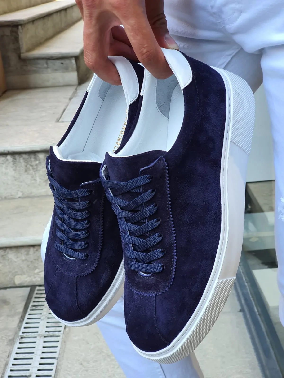 Lehi Navy Blue Mid-Top Suede Sneaker