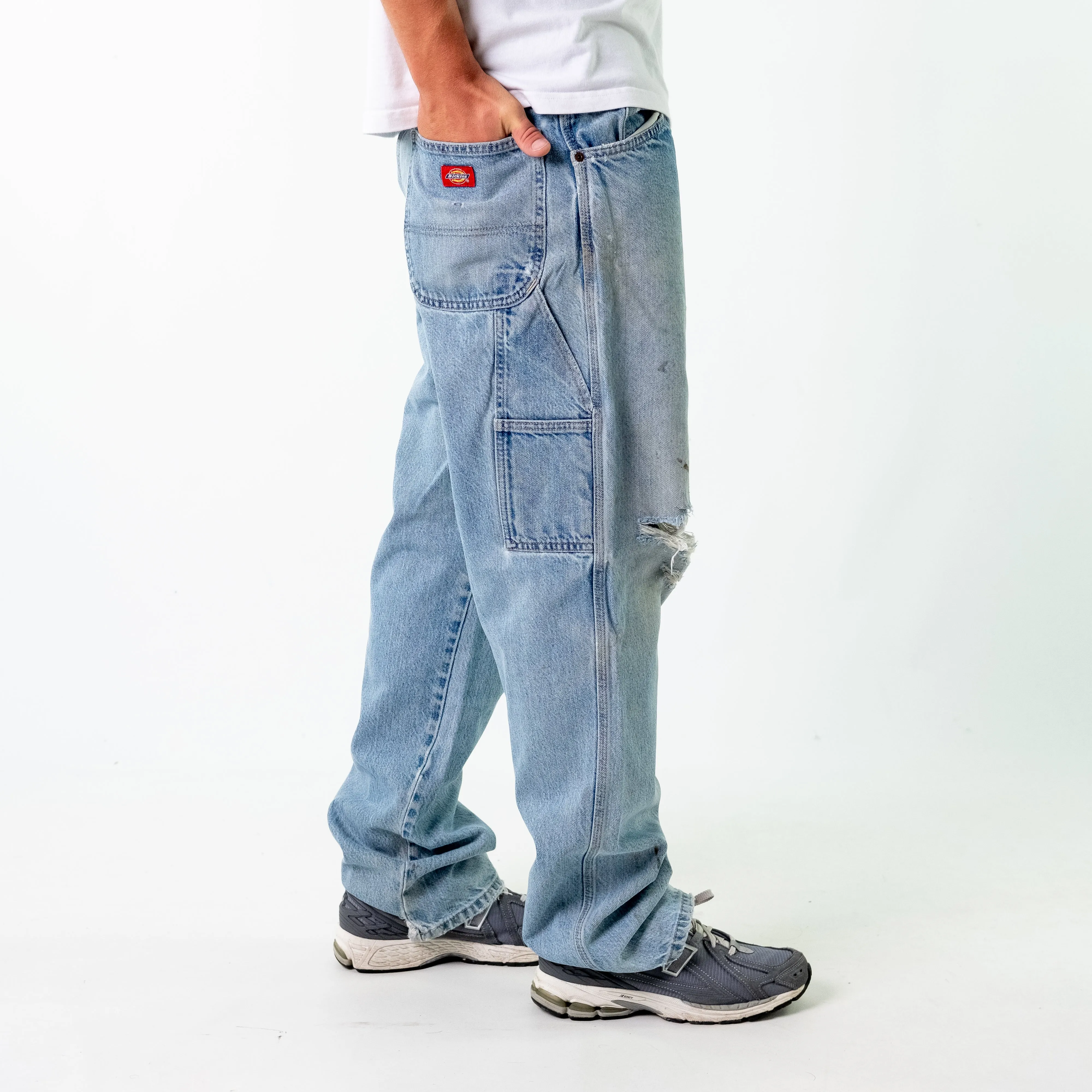 Light Blue y2ks Dickies Denim Carpenter Jeans Baggy Pants (36x34)