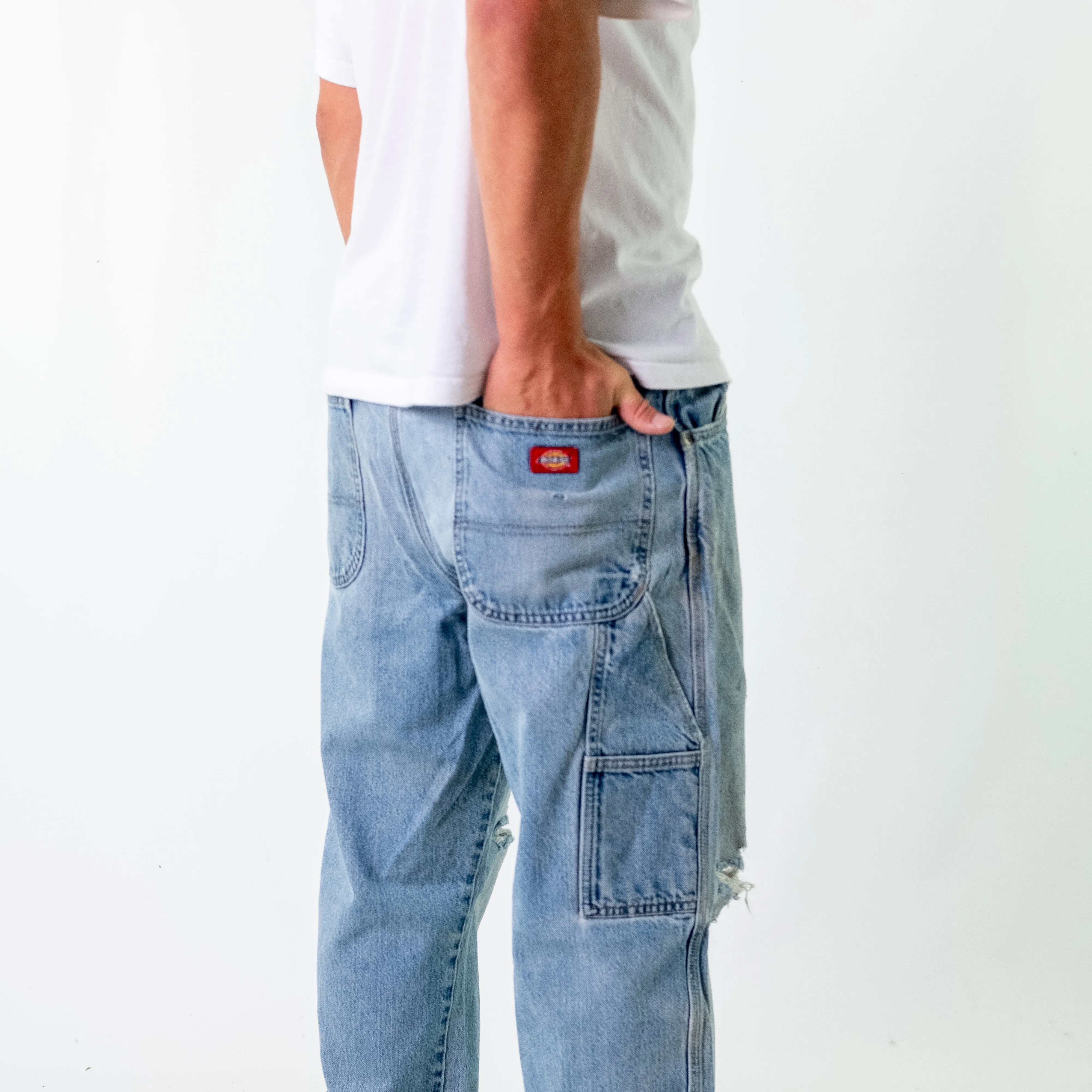 Light Blue y2ks Dickies Denim Carpenter Jeans Baggy Pants (36x34)