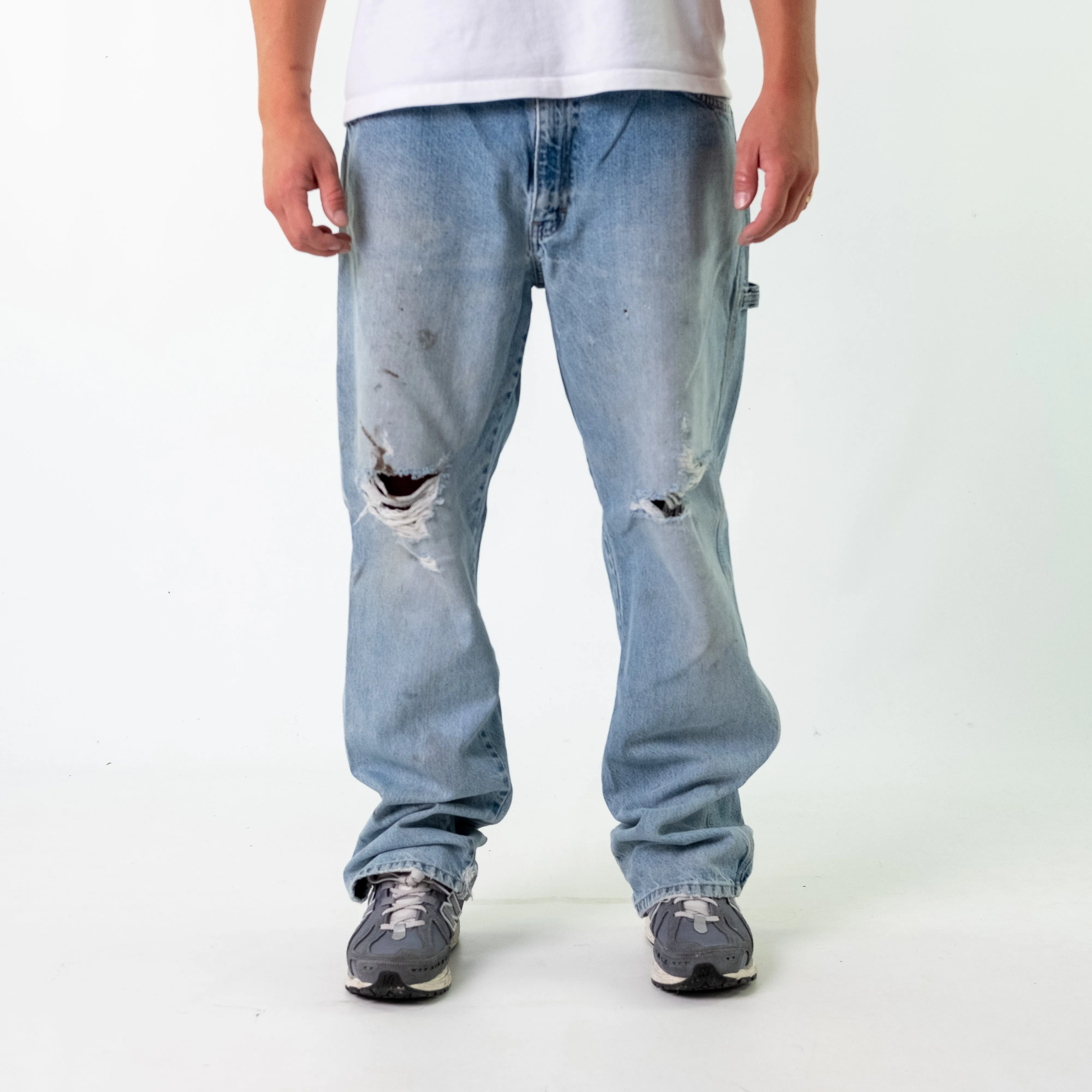 Light Blue y2ks Dickies Denim Carpenter Jeans Baggy Pants (36x34)