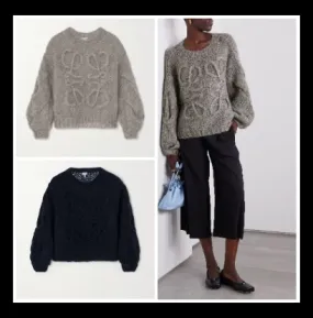 LOEWE  |Casual Style U-Neck Long Sleeves Plain Office Style