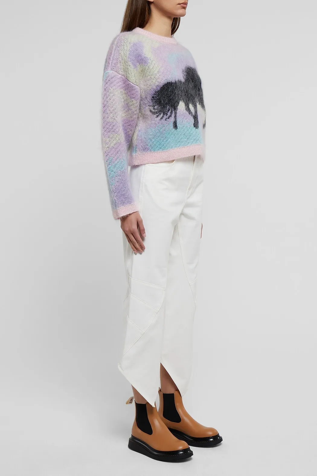 LOEWE  |Crew Neck Blended Fabrics Long Sleeves V-neck & Crew neck