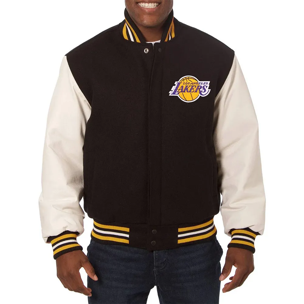 Los Angeles Lakers Domestic Black and White Varsity Jacket