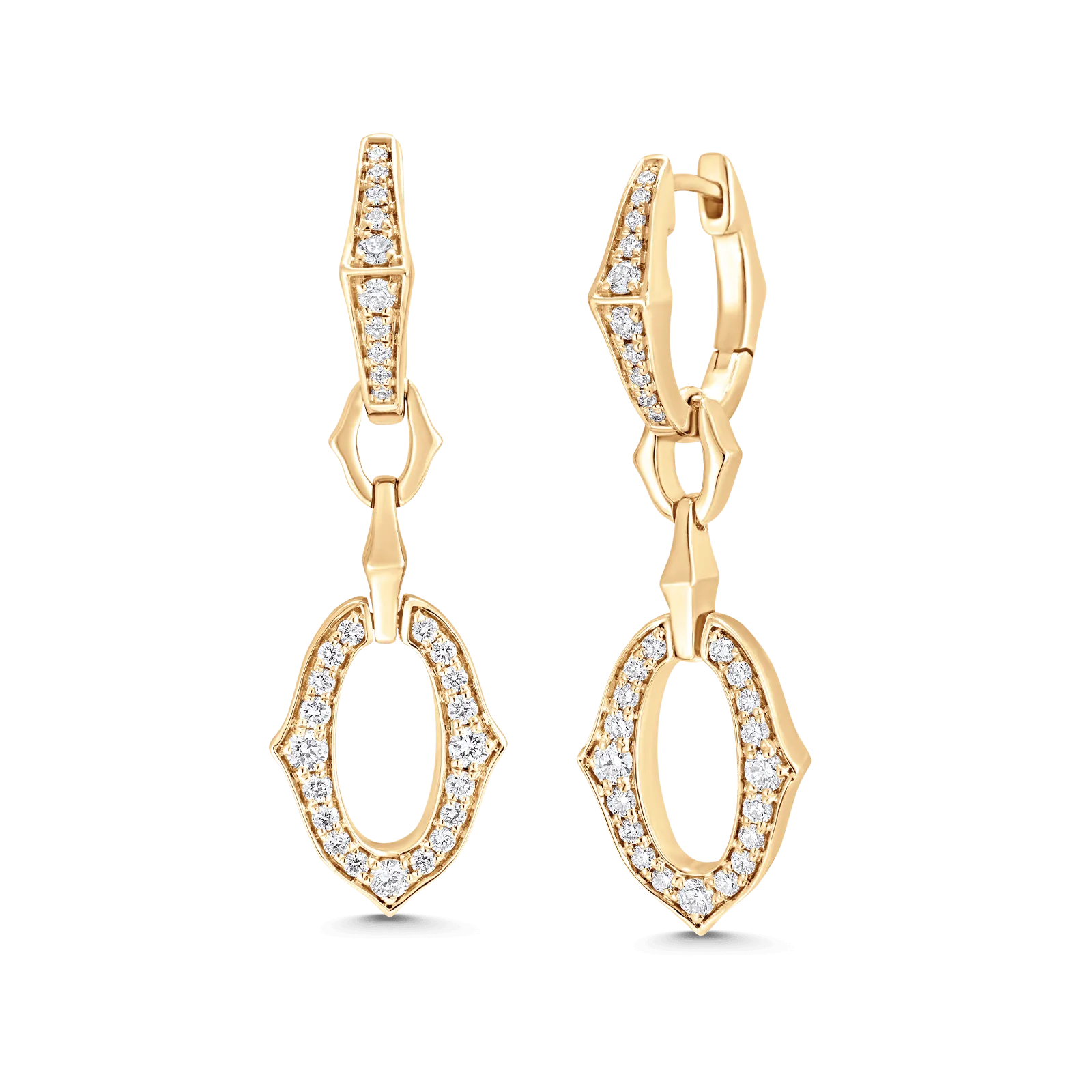 Lucia Gold Link Diamond Drop Earrings