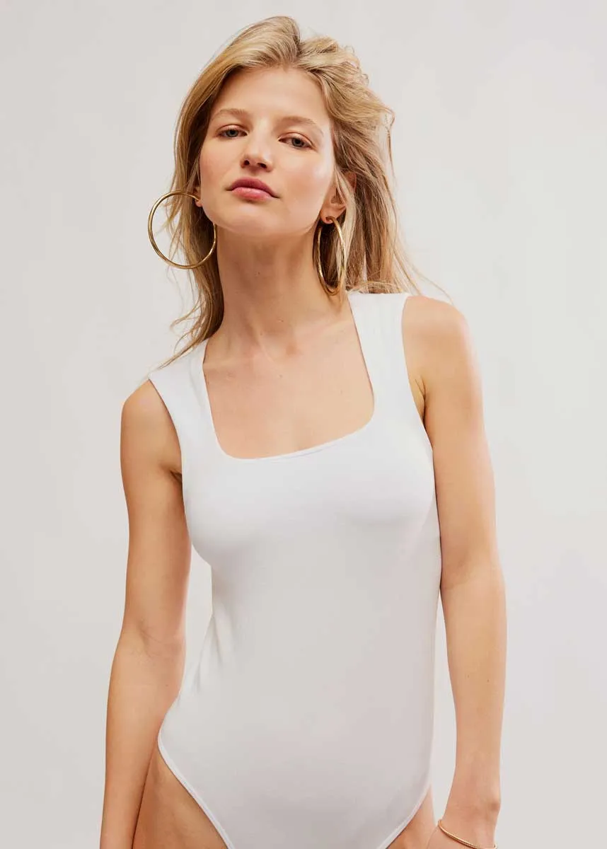 Luna Square Neck Bodysuit - Optic White