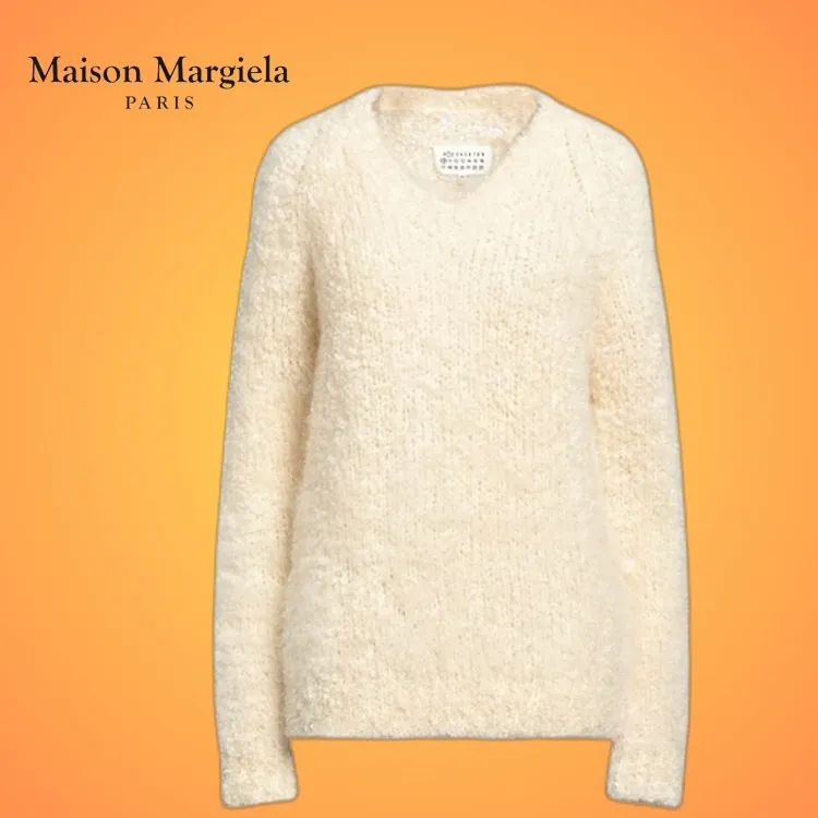 Maison Margiela  |Casual Style Wool V-Neck Long Sleeves Plain Office Style