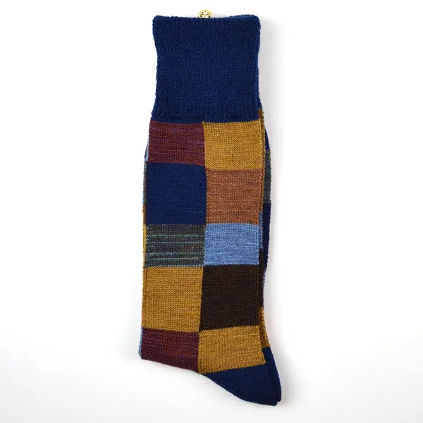 Marcomonde - Squares Socks Wool - Navy