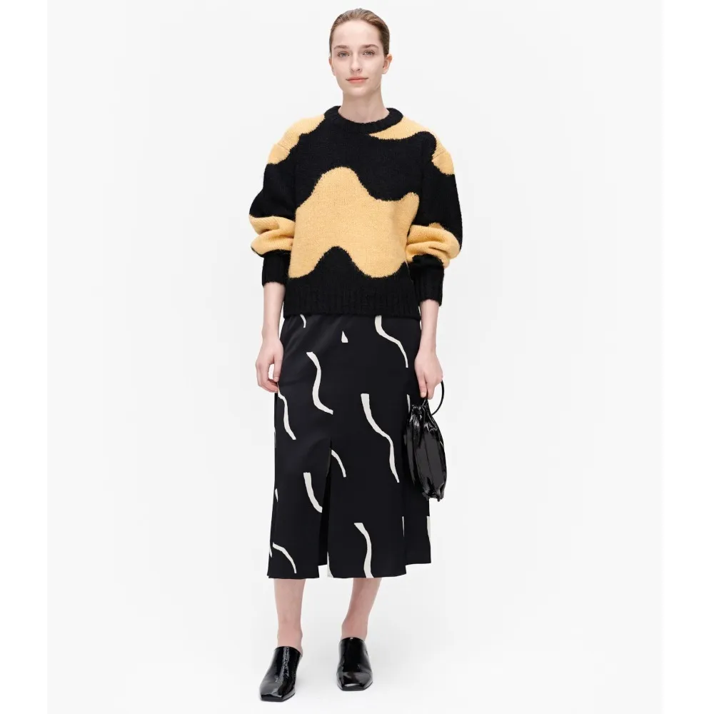 marimekko  |Crew Neck Casual Style Wool Long Sleeves Medium Office Style