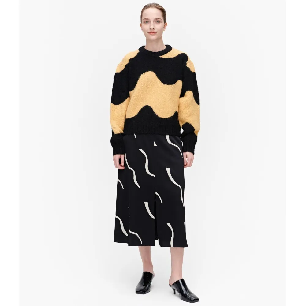 marimekko  |Crew Neck Casual Style Wool Long Sleeves Medium Office Style