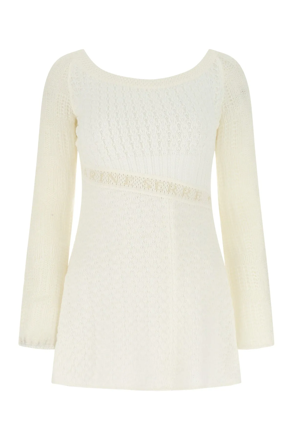 Marine Serre Jacquard Long-Sleeved Knitted Dress