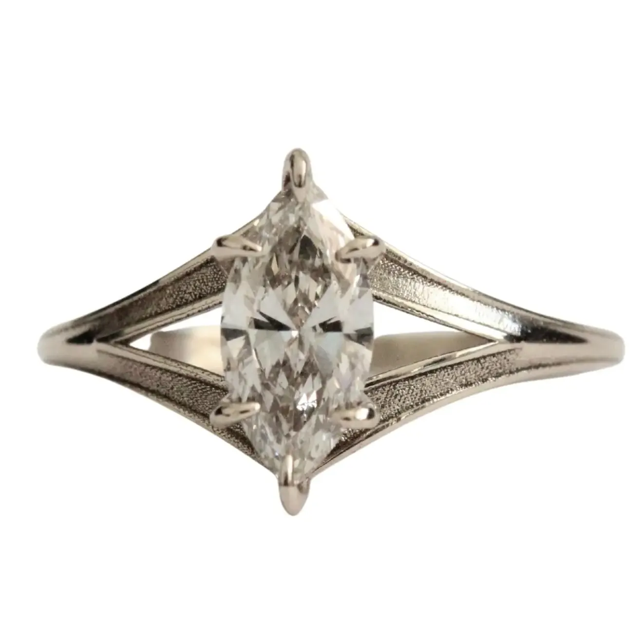 Marquise Diamond Ring in 14 Karat White Gold