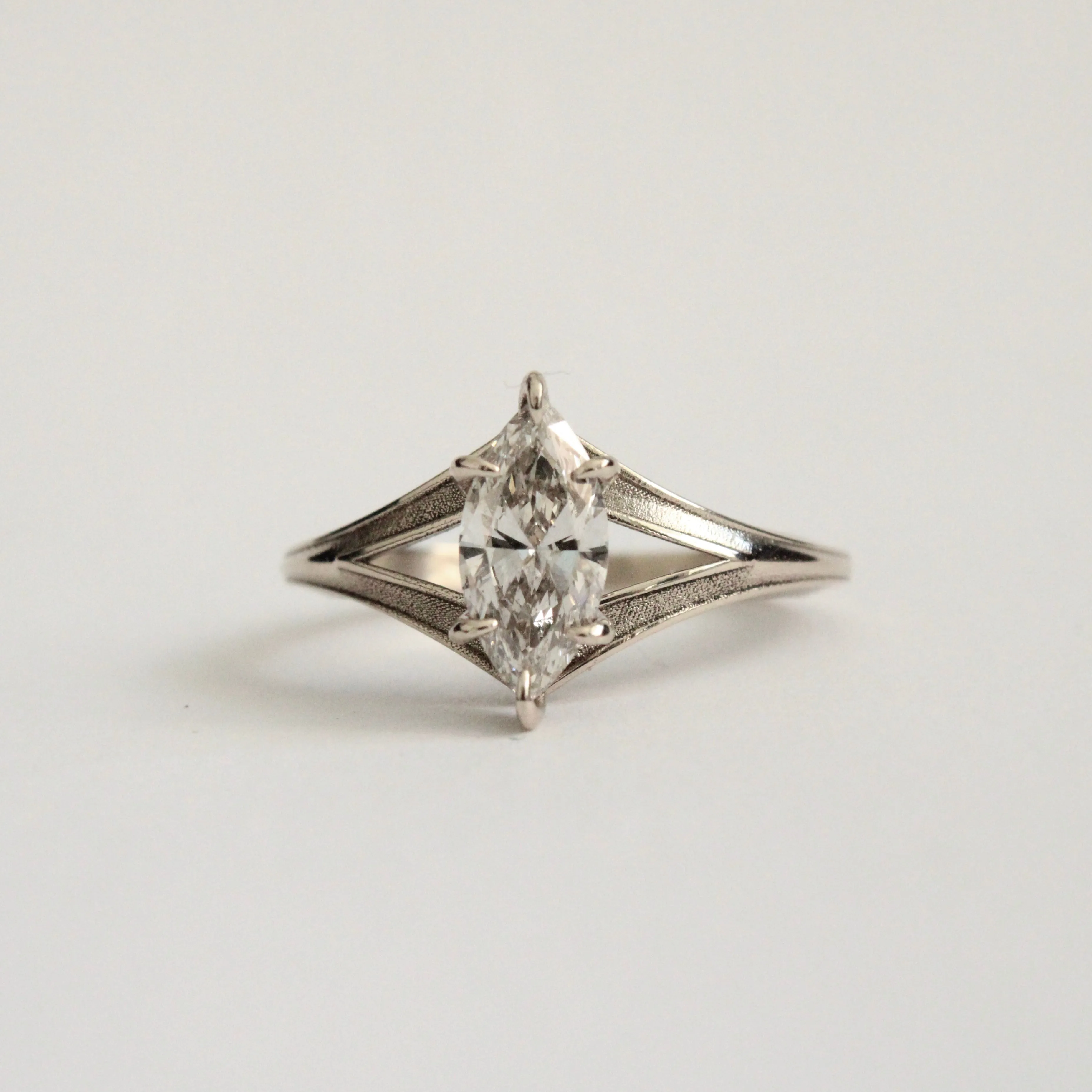 Marquise Diamond Ring in 14 Karat White Gold