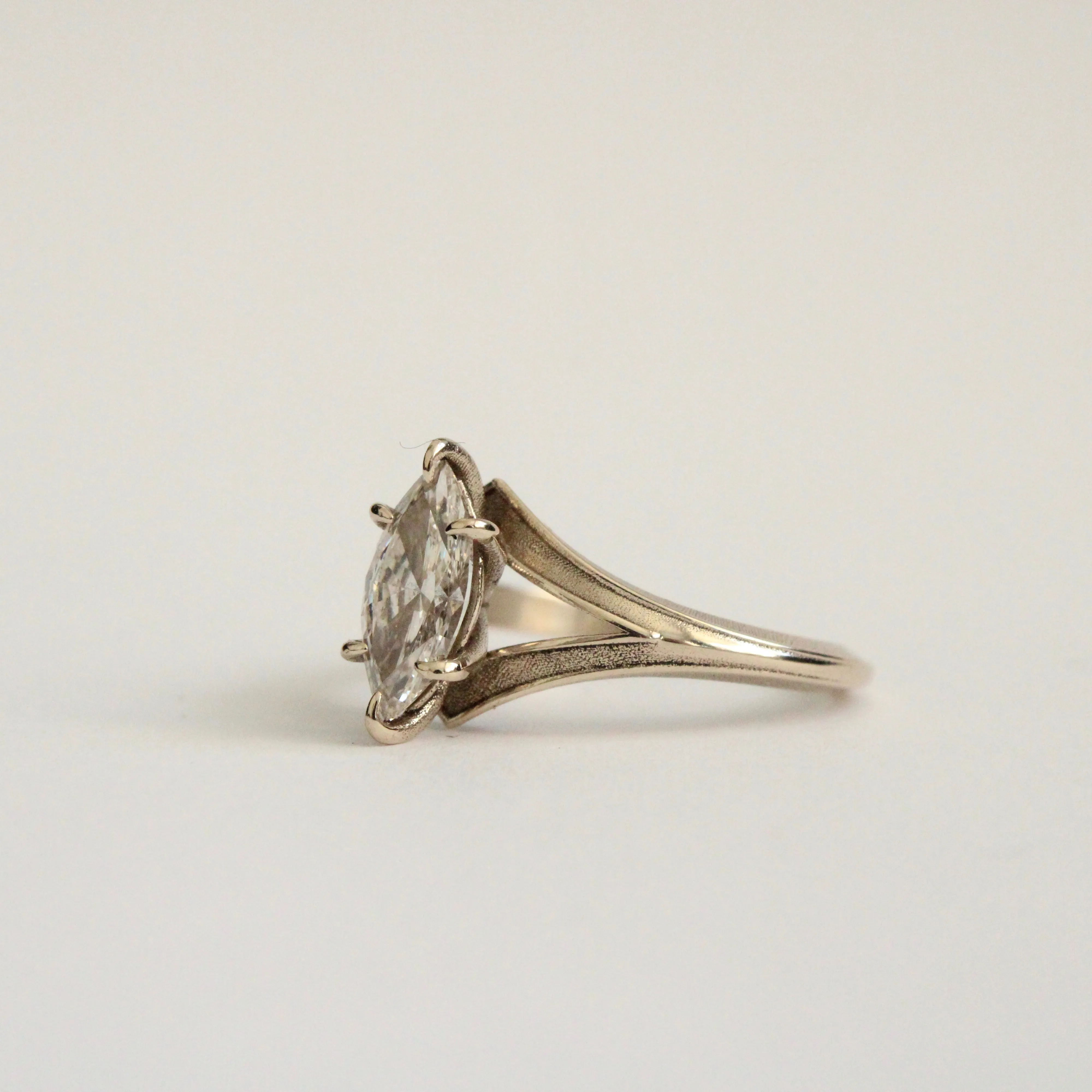 Marquise Diamond Ring in 14 Karat White Gold