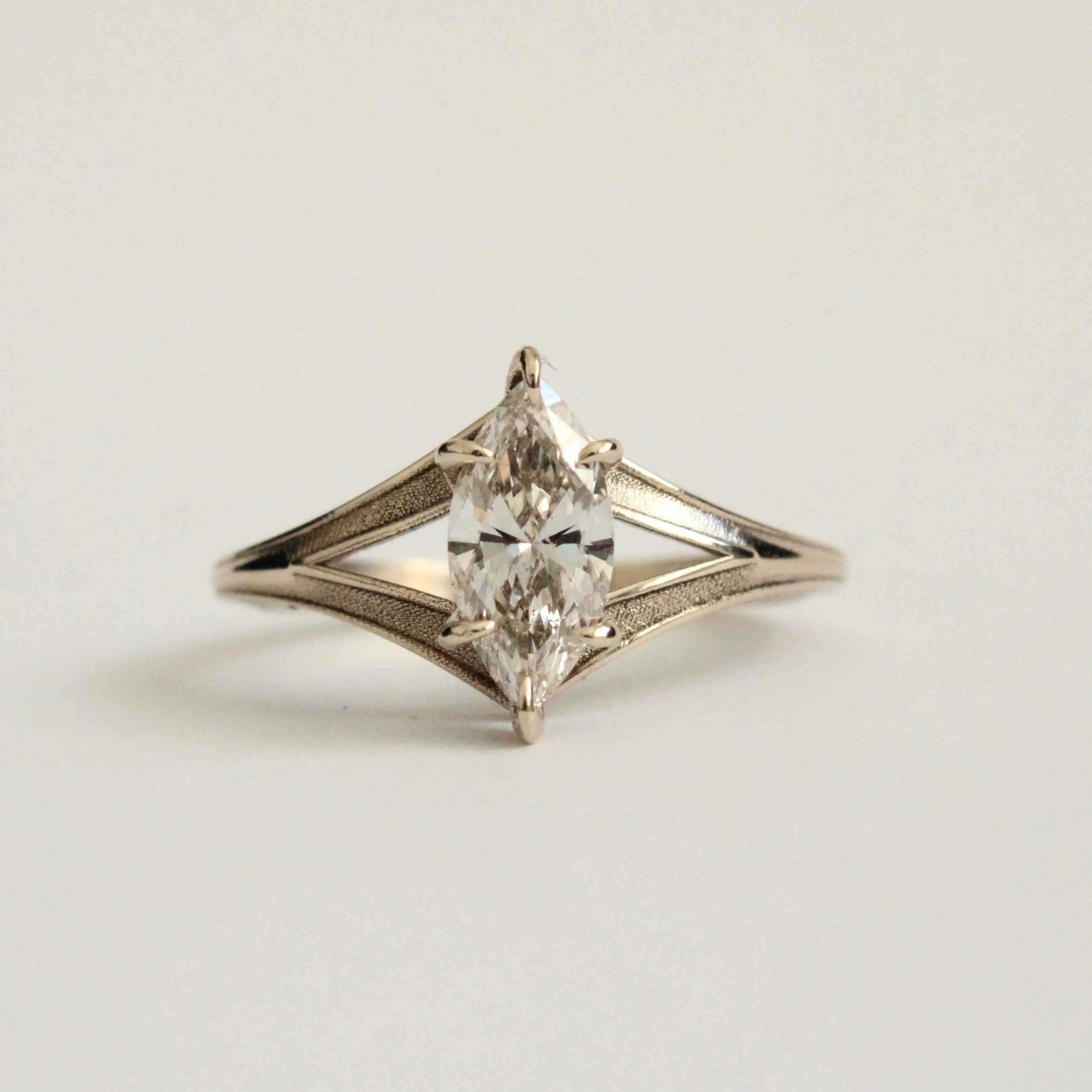 Marquise Diamond Ring in 14 Karat White Gold