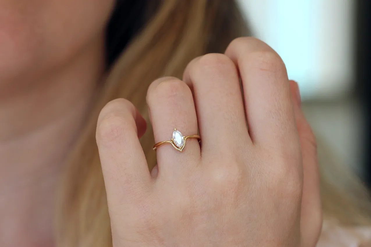 Marquise Engagement Ring - Minimalist Engagement Ring