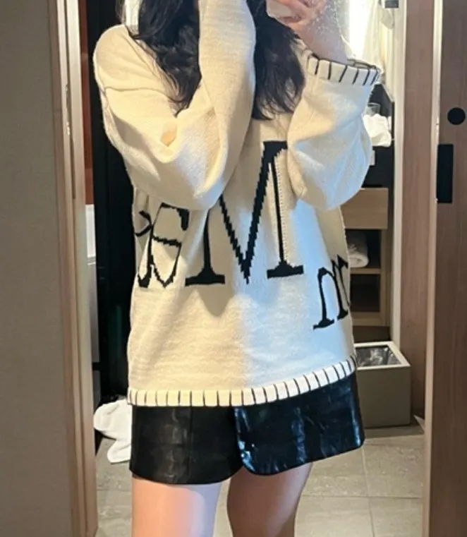 Matin Kim  |Crew Neck Casual Style Street Style Long Sleeves Logo