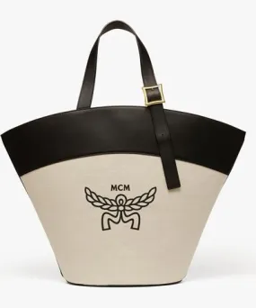 MCM Himmel Tote In Canvas Leather Mix