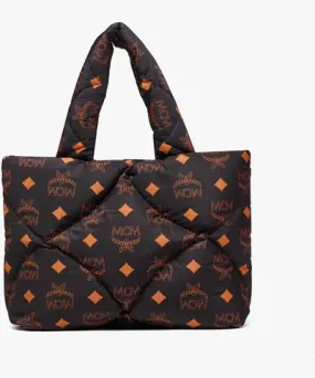 MCM München Quilted Tote In Maxi Monogram Nylon